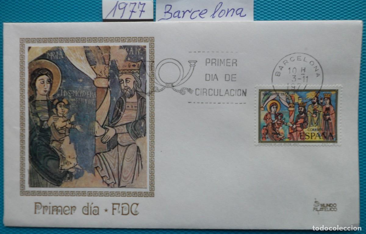Sellos: 1977-ESPA&Ntilde;A-SPD-VER FOTO-N&ordm;2446/7-NAVIDAD-FECHA BARCELONA