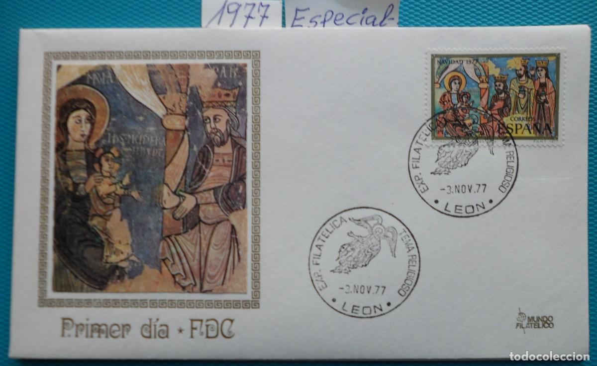 Sellos: 1977-ESPA&Ntilde;A-SPD-VER FOTO-N&ordm;2446/7-NAVIDAD-EXPO.LEON