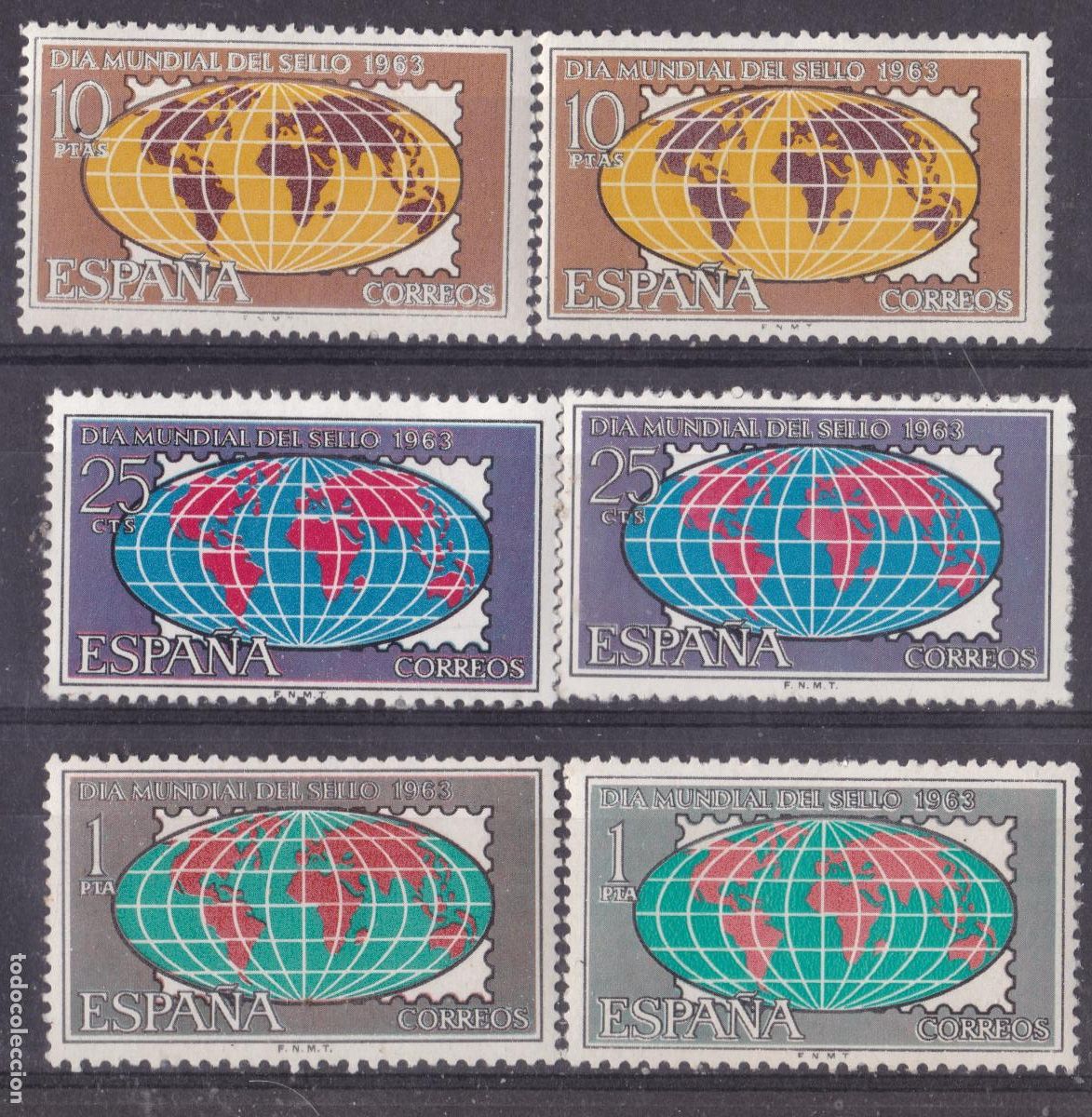 Sellos: AA21-DIA DEL SELLO 1963 x 2 Series . VARIEDAD. ** Sin Fijasellos . BUENA CALIDAD