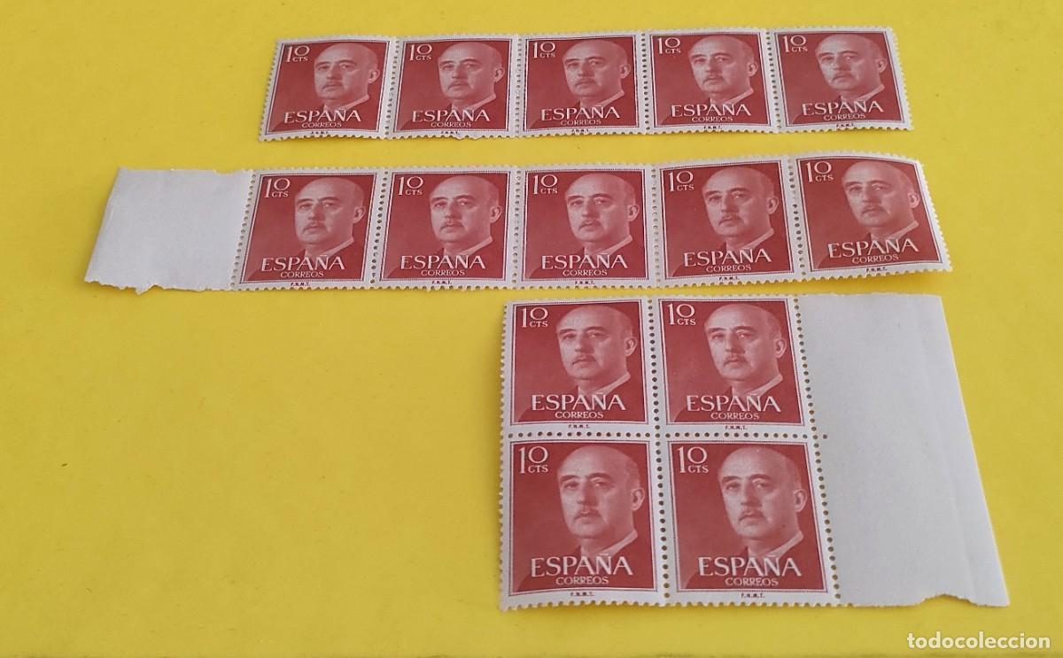 Sellos: Espa&ntilde;a 1955. Edifil 1143. General Franco. Nuevos. Bloques de 4, 5 y 5