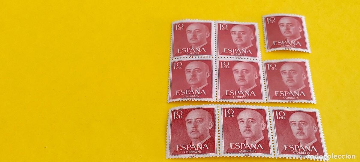 Sellos: Espa&ntilde;a 1955. Edifil 1143. General Franco. Nuevos. Bloques de 3 y 5. 1 suelto