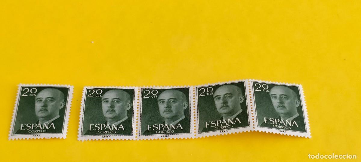 Sellos: Espa&ntilde;a 1955. Edifil 1145. General Franco. Nuevos. Bloque de 4. 1 suelto
