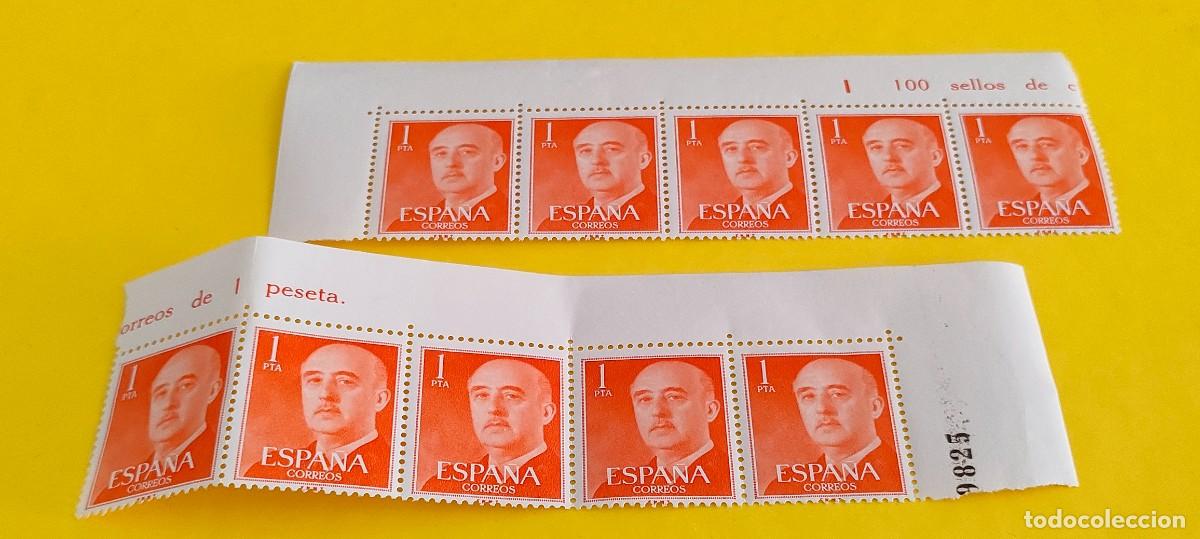 Sellos: Espa&ntilde;a 1955. Edifil 1153. General Franco. Nuevos. Bloques de 5 y 5