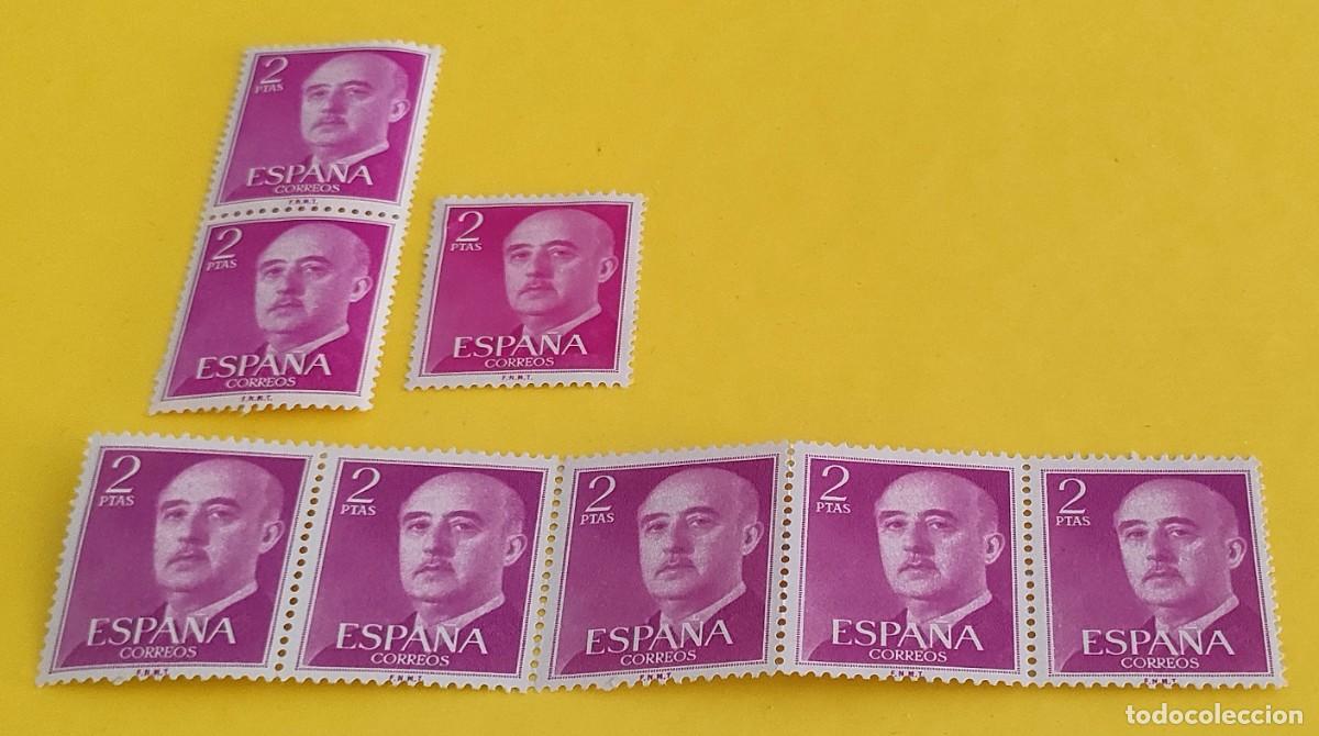 Sellos: Espa&ntilde;a 1956. Edifil 1158. General Franco. Nuevos. Bloques de 5 y 2. 1 suelto
