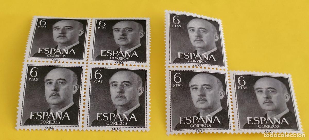 Sellos: Espa&ntilde;a 1955. Edifil 1161. General Franco. Nuevos. Bloques de 4 y 3