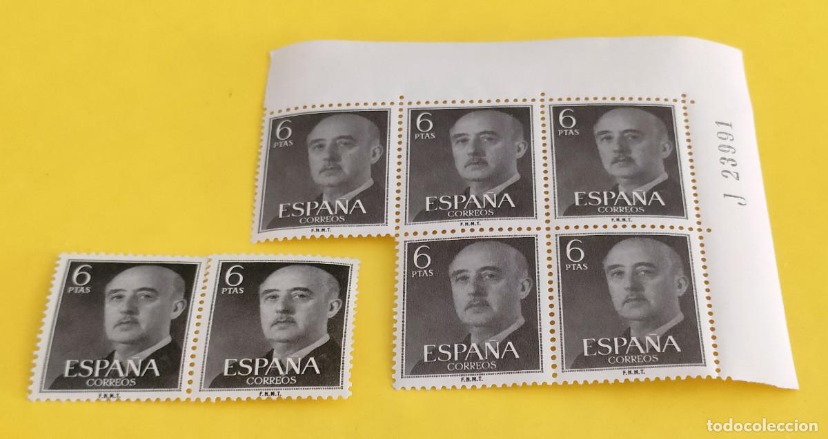 Sellos: Espa&ntilde;a 1955. Edifil 1161. General Franco. Nuevos. Bloques de 5 y 2
