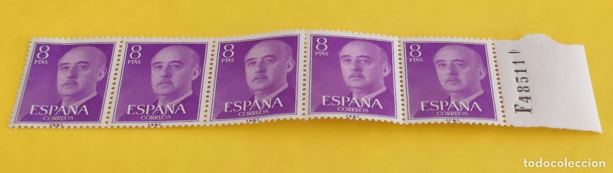 Sellos: Espa&ntilde;a 1956. Edifil 1162. General Franco. Nuevos. Bloque de 5