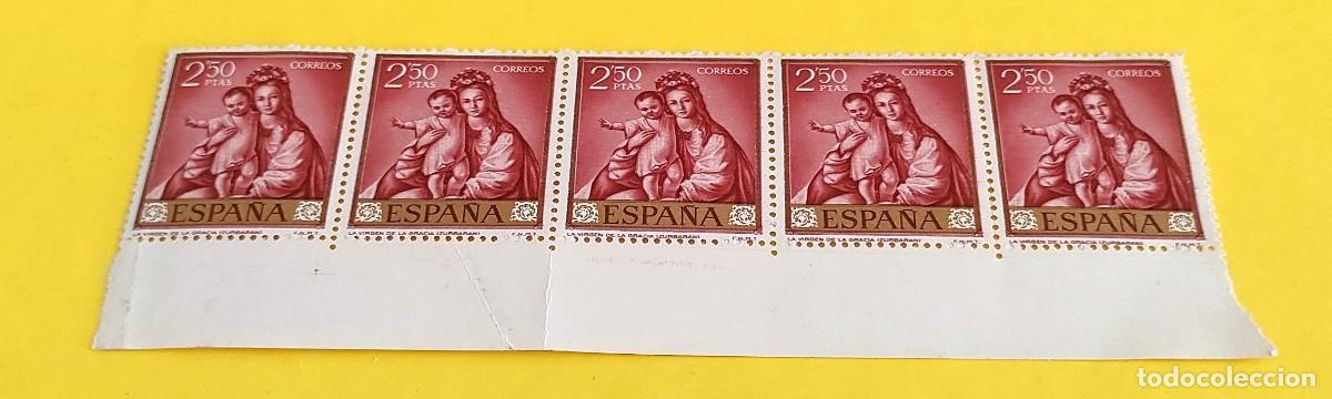 Sellos: Espa&ntilde;a 1962. Edifil 1424. Zurbar&aacute;n. La Virgen de la Gracia. Nuevos. Bloque de 5