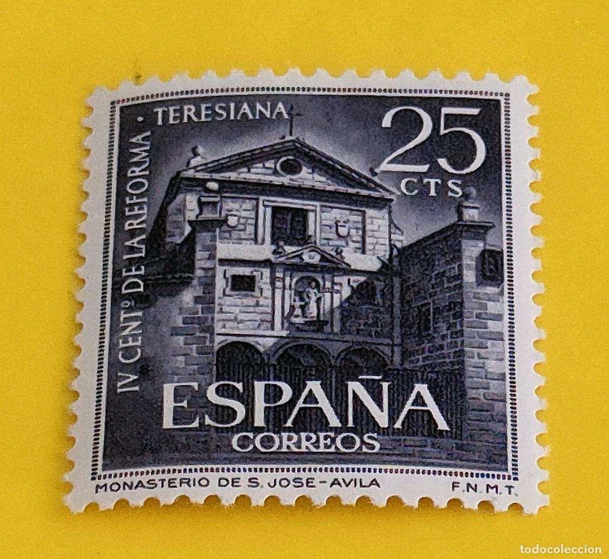 Sellos: Espa&ntilde;a 1962. Edifil 1428. IV cent. Reforma Teresiana. Mon. San Jos&eacute;. Avila. Nuevo