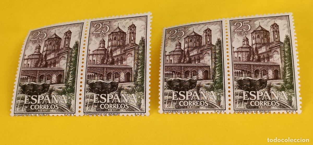 Sellos: Espa&ntilde;a 1963. Edifil 1494. Monasterio de Poblet. Jard&iacute;n y claustro. Nuevos. 2 Bloques de 2