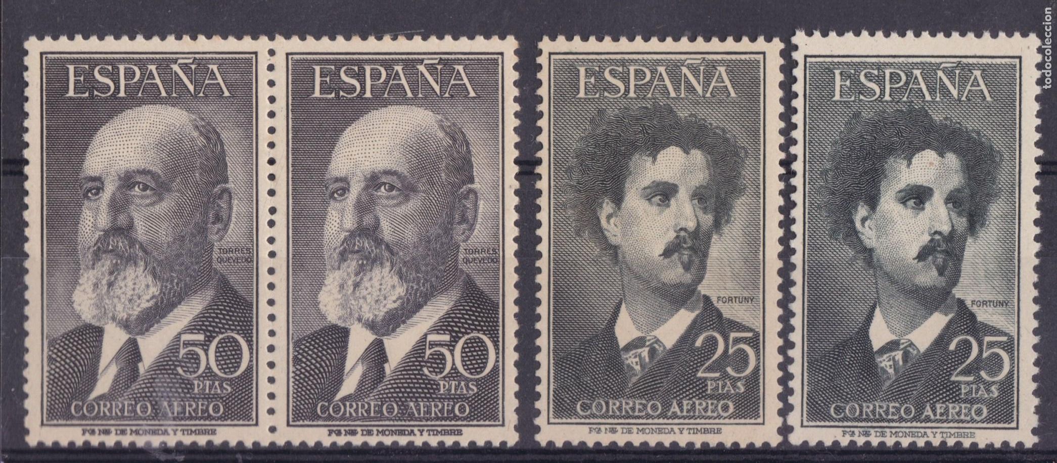 Sellos: AA3-FORTUNY / TORRES QUEVEDO Edifil 1164/65 x 2 Series VARIEDAD ** Sin Fijasellos