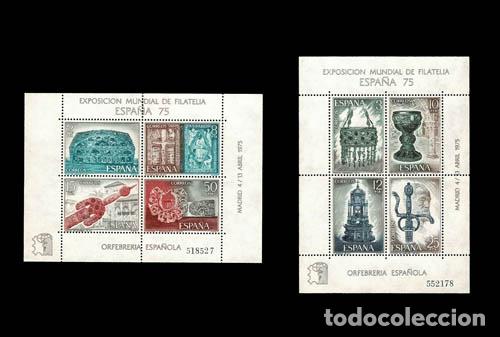Sellos: Edifil 2252-2253 hojitas nuevas sin charnela MNH ** 1975 Exposici&oacute;n Mundial de Filatelia (Espa&ntilde;a-75)