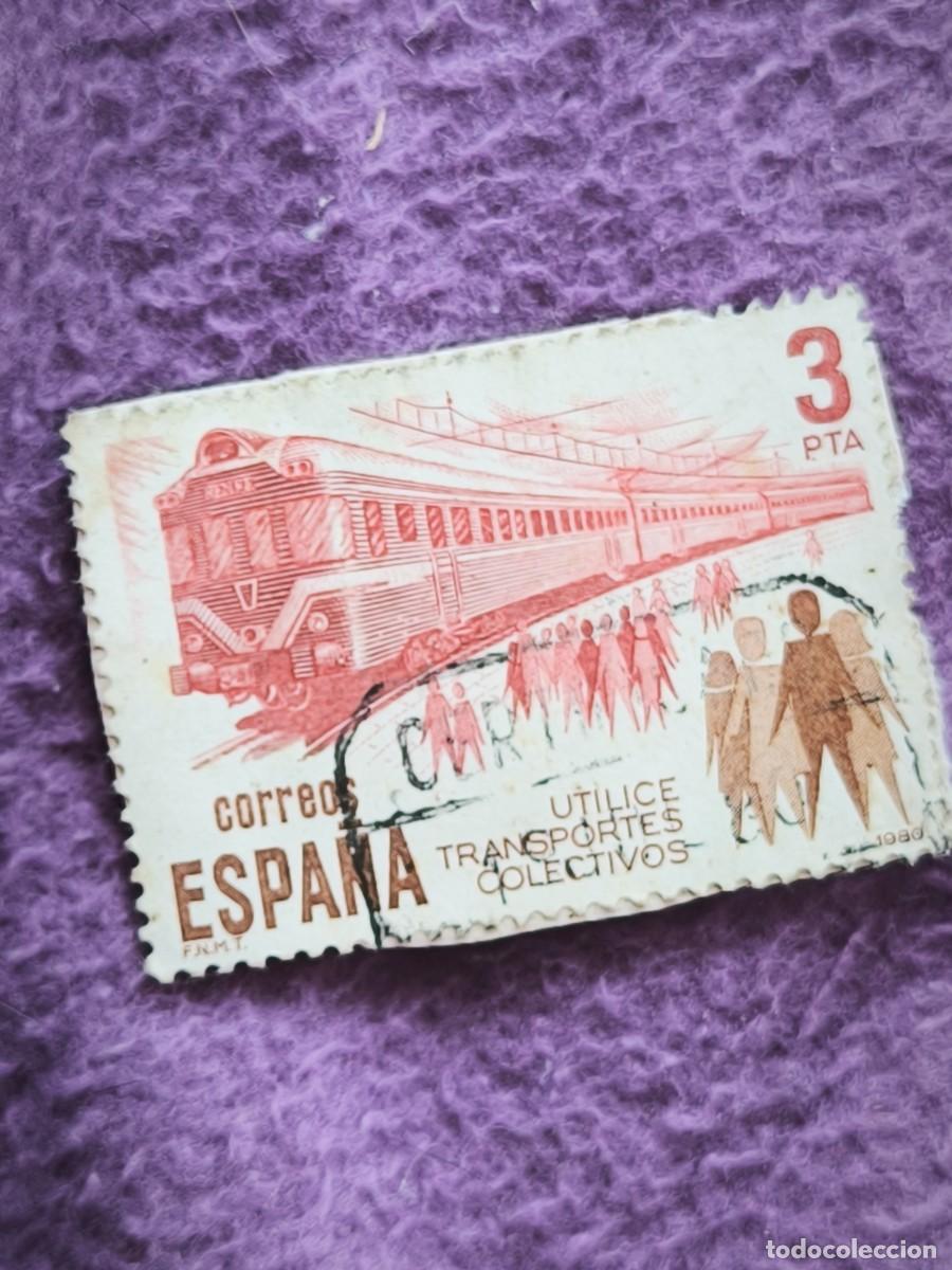Sellos: Sello Espa&ntilde;a 3 Pesetas Utilice Transportes Colectivos Tren Renfe A&ntilde;o 1980