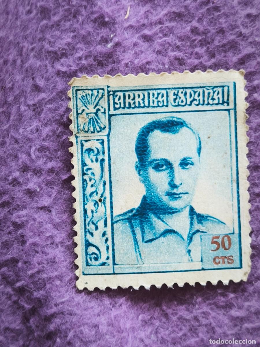 Sellos: Sello Arriba Espa&ntilde;a 50 C&eacute;ntimos Jos&eacute; Antonio Primo De Rivera Emisi&oacute;n Hist&oacute;rica