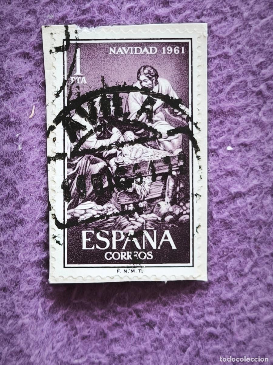 Sellos: Sello Espa&ntilde;a 1 Peseta Navidad 1961 Nacimiento De Jes&uacute;s Bel&eacute;n Filatelia Cl&aacute;sica