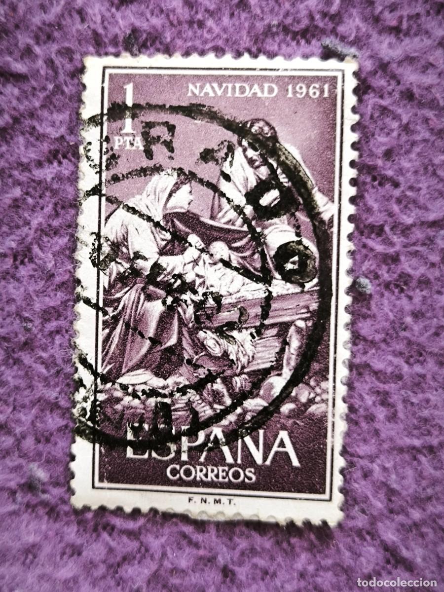 Sellos: Sello Espa&ntilde;a 1 Peseta Navidad 1961 Nacimiento De Jes&uacute;s Bel&eacute;n Filatelia Cl&aacute;sica