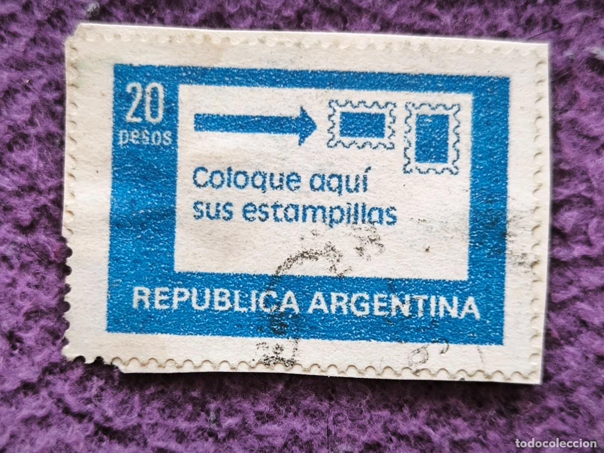 Sellos: Sello Rep&uacute;blica Argentina 20 Pesos Instrucciones Para Colocar Estampillas Filatelia