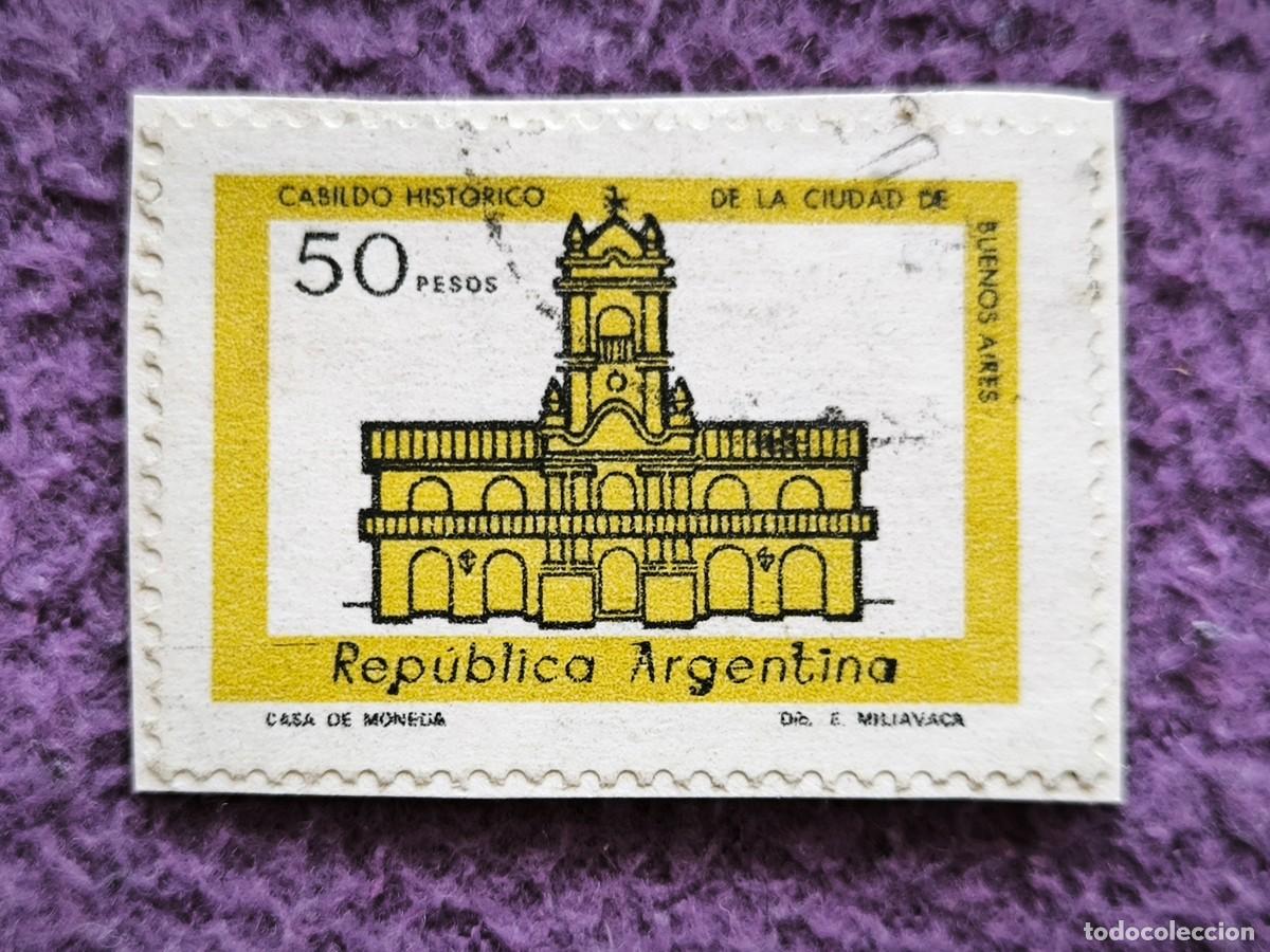 Sellos: Sello Rep&uacute;blica Argentina 50 Pesos Cabildo Hist&oacute;rico Buenos Aires Filatelia Cl&aacute;sica