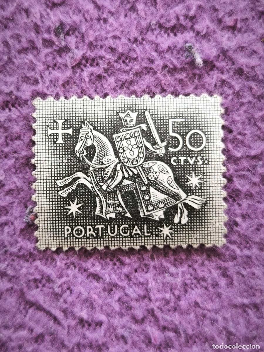 Sellos: Sello Portugal 50 Centavos Caballero Medieval Escudo Nacional Filatelia Cl&aacute;sica