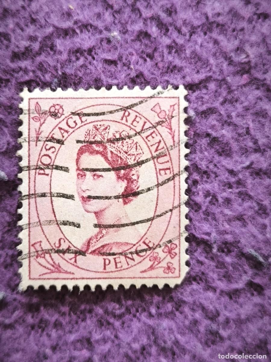Sellos: Sello Reino Unido 6 Peniques Reina Isabel II Queen Elizabeth II Filatelia Brit&aacute;nica