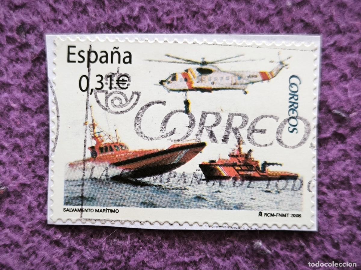Sellos: Sello Espa&ntilde;a 2008 Salvamento Mar&iacute;timo 0,31&euro; Helic&oacute;ptero Barcos Correos Filatelia