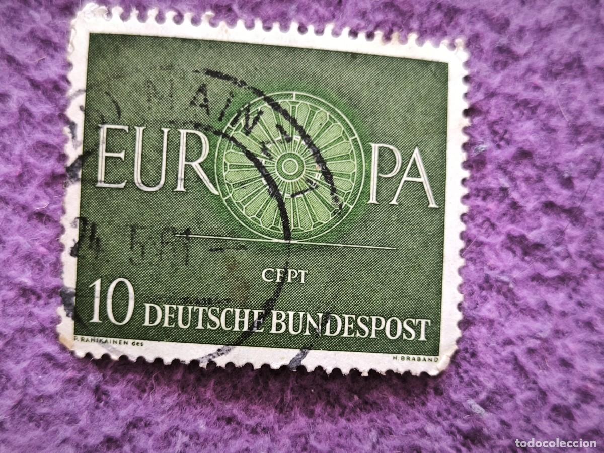 Sellos: Sello Alemania 1960 Europa CEPT 10 Pf Verde Deutsche Bundespost Rueda Radios Filatelia
