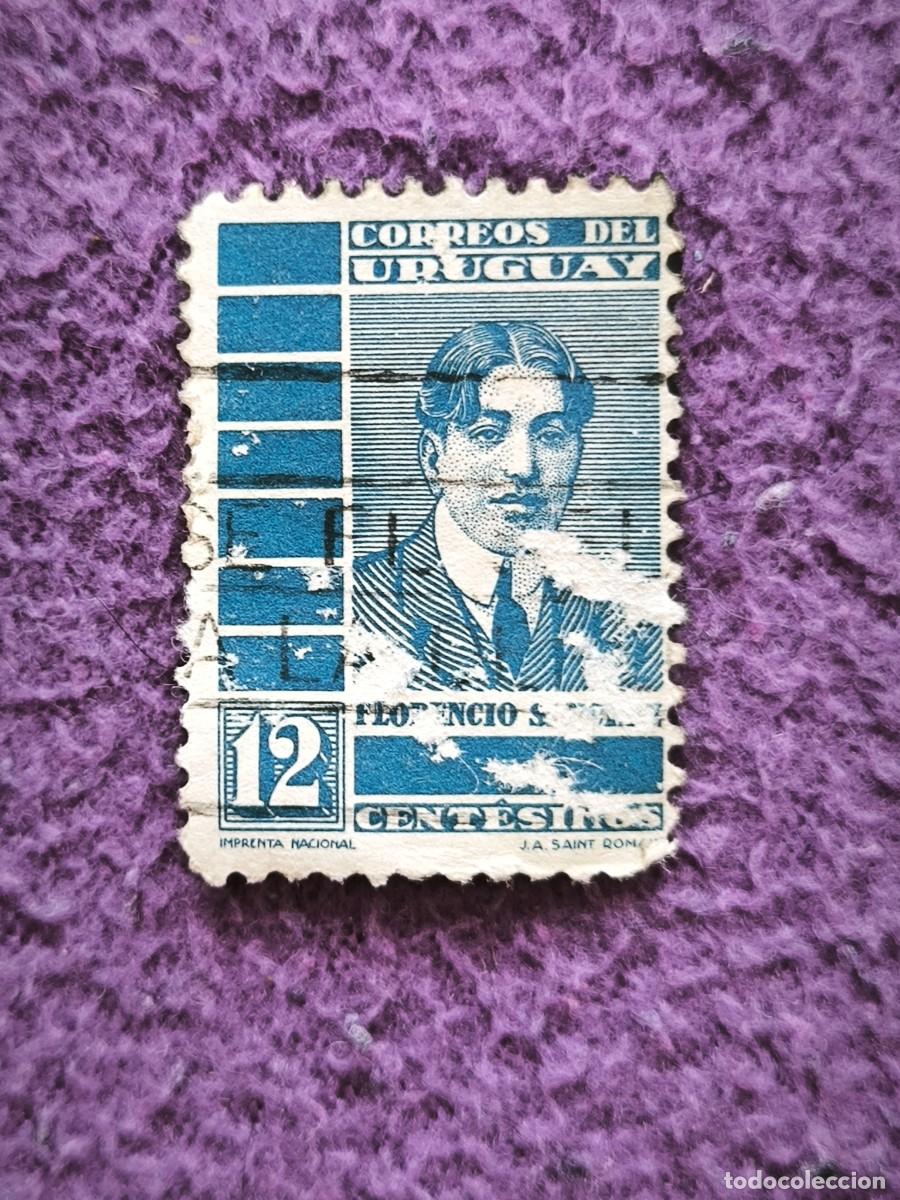 Sellos: Sello Uruguay Florencio S&aacute;nchez 12 Cent&eacute;simos Azul Correos Filatelia Sudamericana