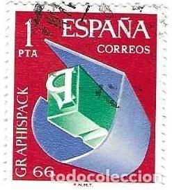 Sellos: Sello usado Espa&ntilde;a. Edifil n&ordm; 1709. a&ntilde;o 1966. GRAPHISPACK 66. REF. 1U-1709