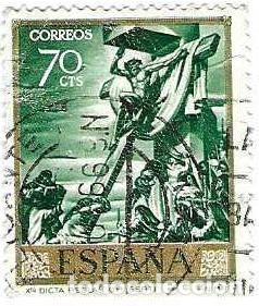 Sellos: Sello usado Espa&ntilde;a. Edifil n&ordm; 1712. a&ntilde;o 1966. Jos&eacute; Mar&iacute;a Sert. Cristo dicta reglas. ref. 1u-1712