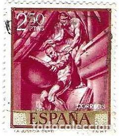 Sellos: Sello usado Espa&ntilde;a. Edifil n&ordm; 1716. a&ntilde;o 1966. Jos&eacute; Mar&iacute;a Sert. La Justicia. ref. 1u-1716