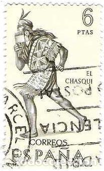 Sellos: Sello usado Espa&ntilde;a. Edifil n&ordm; 1757. Forjadores de Am&eacute;rica. Correo Inca. ref. 1u-1757