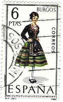 Sellos: Sello usado Espa&ntilde;a. Edifil n&ordm; 1775. Trajes T&iacute;picos Espa&ntilde;oles. Burgos. ref. 1u-1775