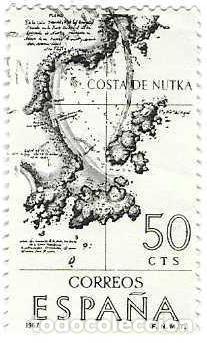 Sellos: Sello usado Espa&ntilde;a. Edifil n&ordm; 1820. Forjadores de Am&eacute;rica. Costa de Nutka. ref. 1u-1820