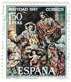 Sellos: Sello usado Espa&ntilde;a. Edifil n&ordm; 1838. Navidad, Nacimiento. Salcillo. ref. 1u-1838
