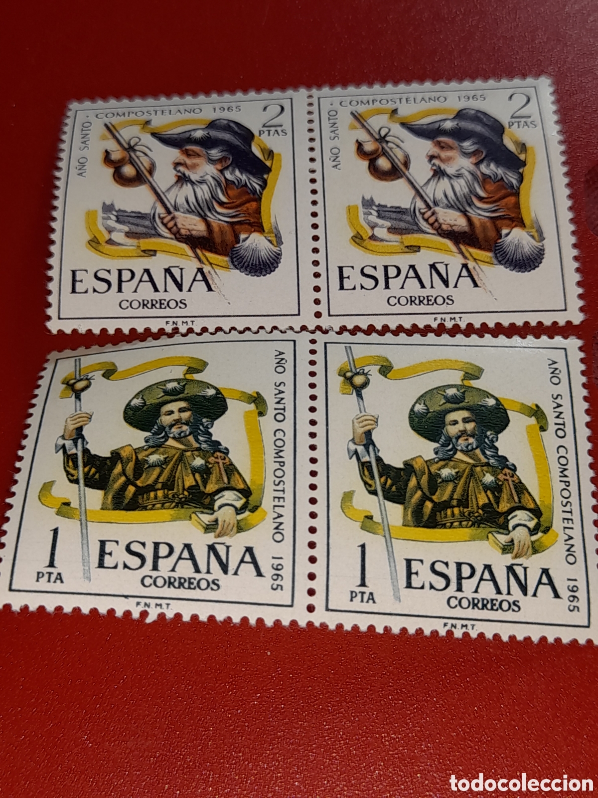 Sellos: Sello Espa&ntilde;a nuevo 1965. A&ntilde;o Santo compostelana. Religi&oacute;n. Constumbres. Peregrino.