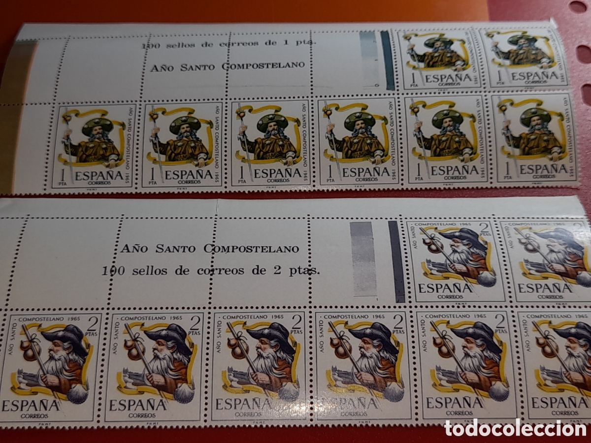 Sellos: Sello Espa&ntilde;a nuevo 1965. A&ntilde;o Santo compostelana. Religi&oacute;n. Constumbres. Peregrino.