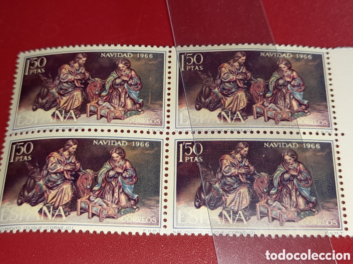 Sellos: Sello Espa&ntilde;a nuevo 1966. Navidad. Religi&oacute;n. Arte. Constumbres. Esculturas. Artesan&iacute;a. Nacimiento