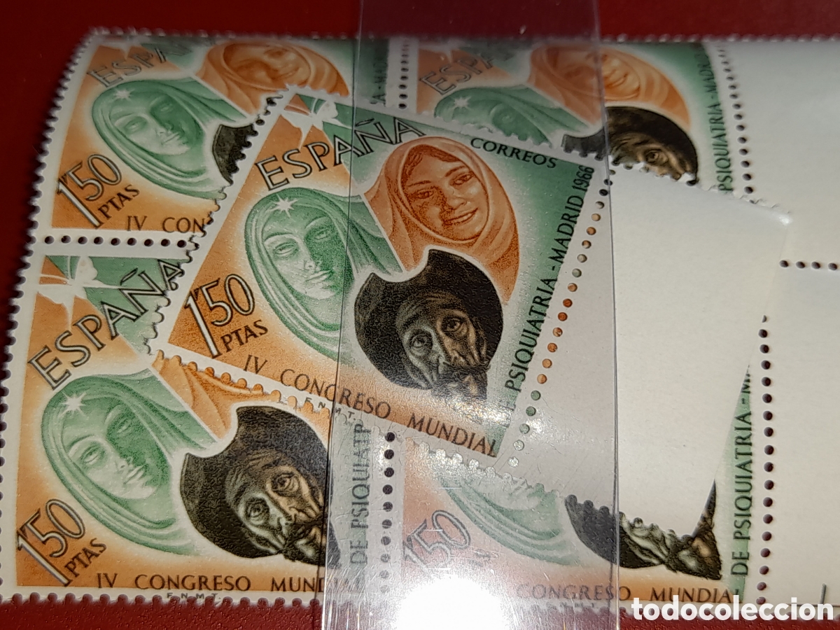 Sellos: Sello Espa&ntilde;a nuevo 1966. Congreso mundial psiquiatr&iacute;a. Salud. Medicina. Quijote. Mariposa. Polilla.