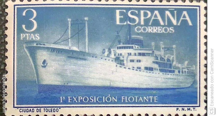 Sellos: Espa&ntilde;a. 1191 Exposici&oacute;n flotante en el buque Ciudad de Toledo: Barco. 1956. Sellos nuevos y numeraci