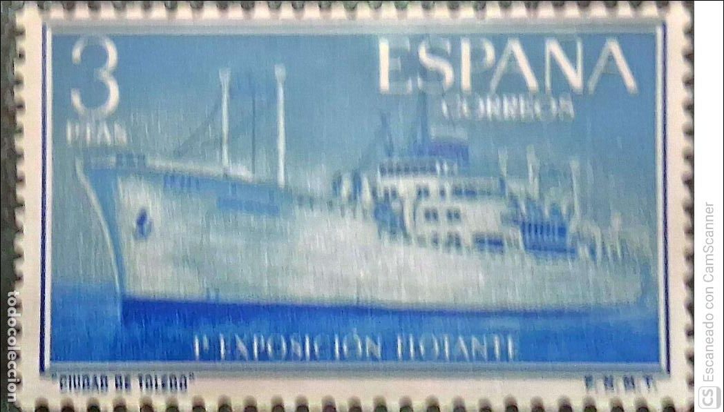 Sellos: Espa&ntilde;a. 1191 Exposici&oacute;n flotante en el buque Ciudad de Toledo: Barco. 1956. Sellos nuevos y numeraci