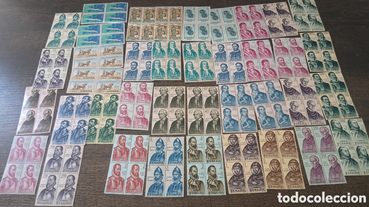 Sellos: Gran lote de sellos de Espa&ntilde;a, principalmente emisiones de 1967 de la serie Forjadores de Am&eacute;rica