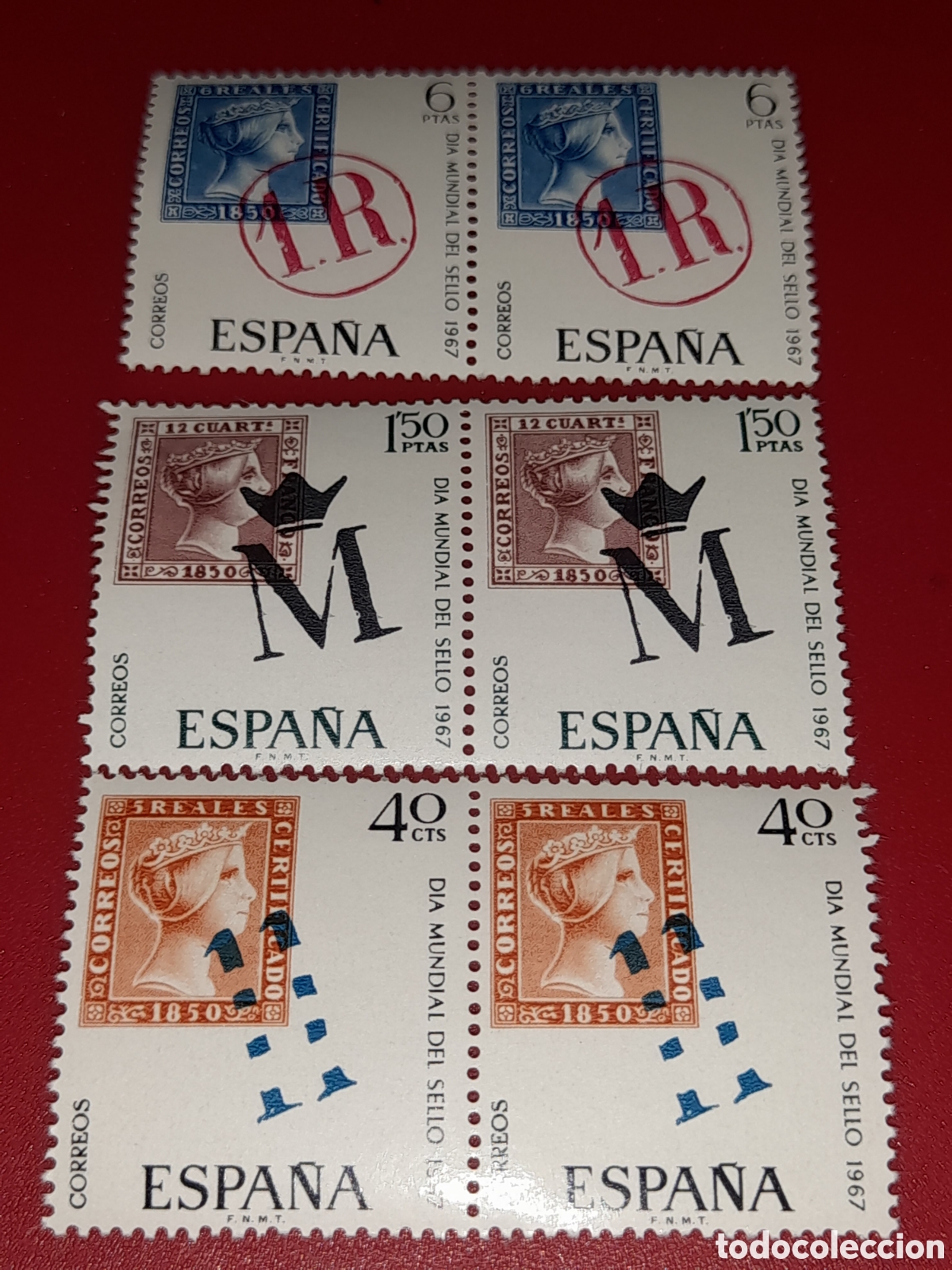 Sellos: Sello Espa&ntilde;a nuevo 1967. D&iacute;a mundial sello. Marcas prefilatelicas. Reina. Monarqu&iacute;a. Historia.