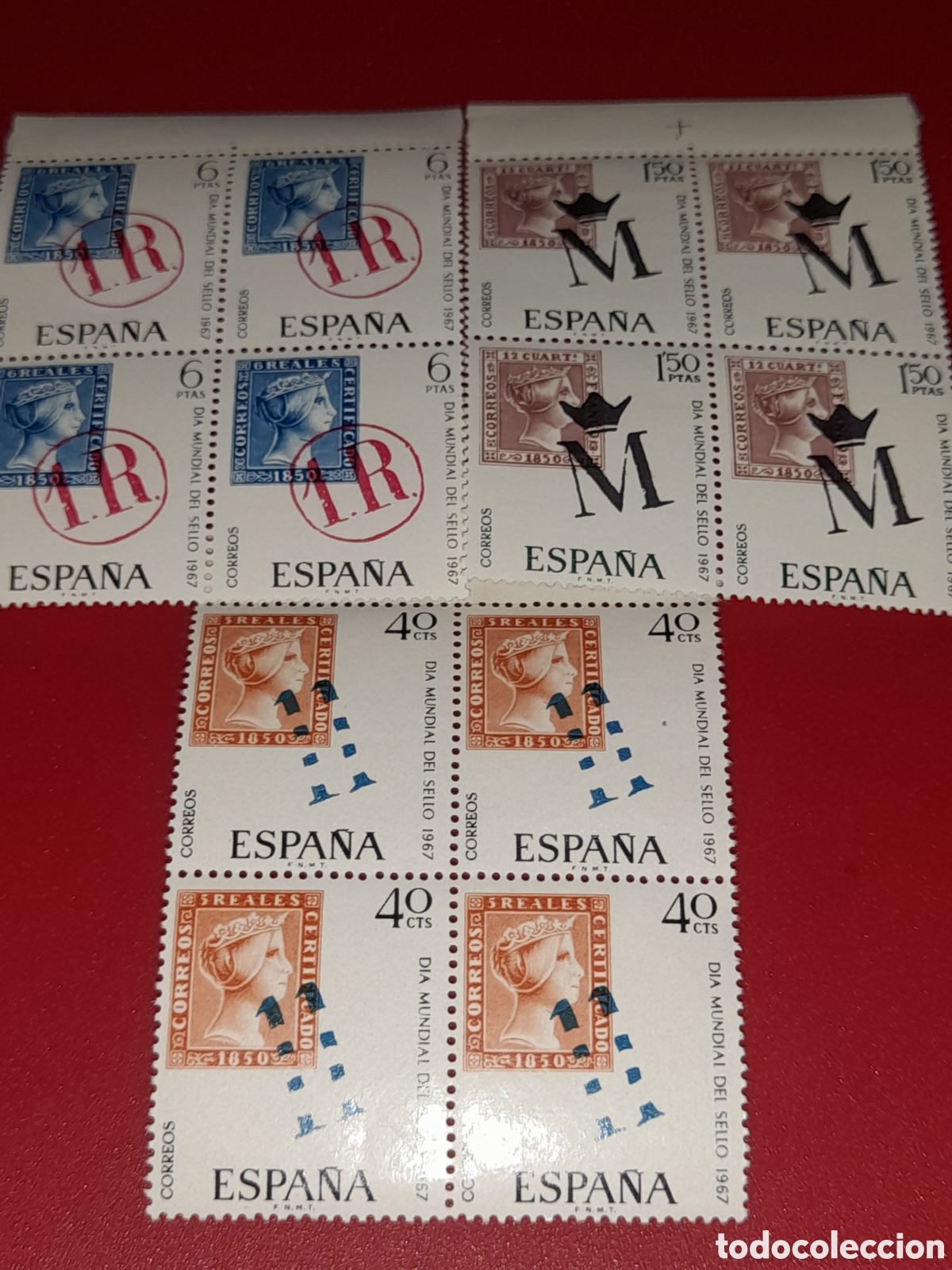 Sellos: Sello Espa&ntilde;a nuevo 1967. D&iacute;a mundial sello. Marcas prefilatelicas. Reina. Monarqu&iacute;a. Historia.