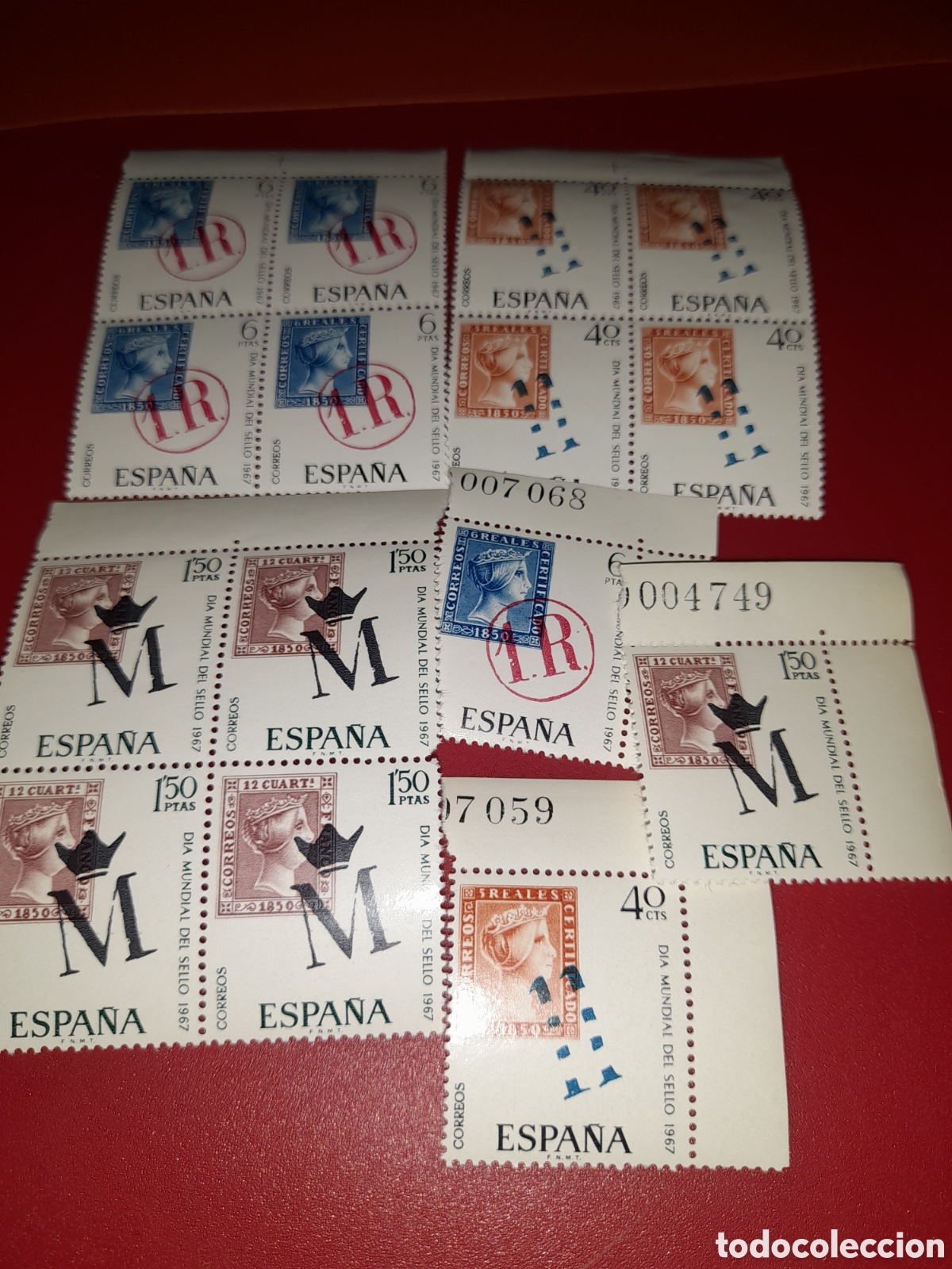 Sellos: Sello Espa&ntilde;a nuevo 1967. D&iacute;a mundial sello. Marcas prefilatelicas. Reina. Monarqu&iacute;a. Historia.