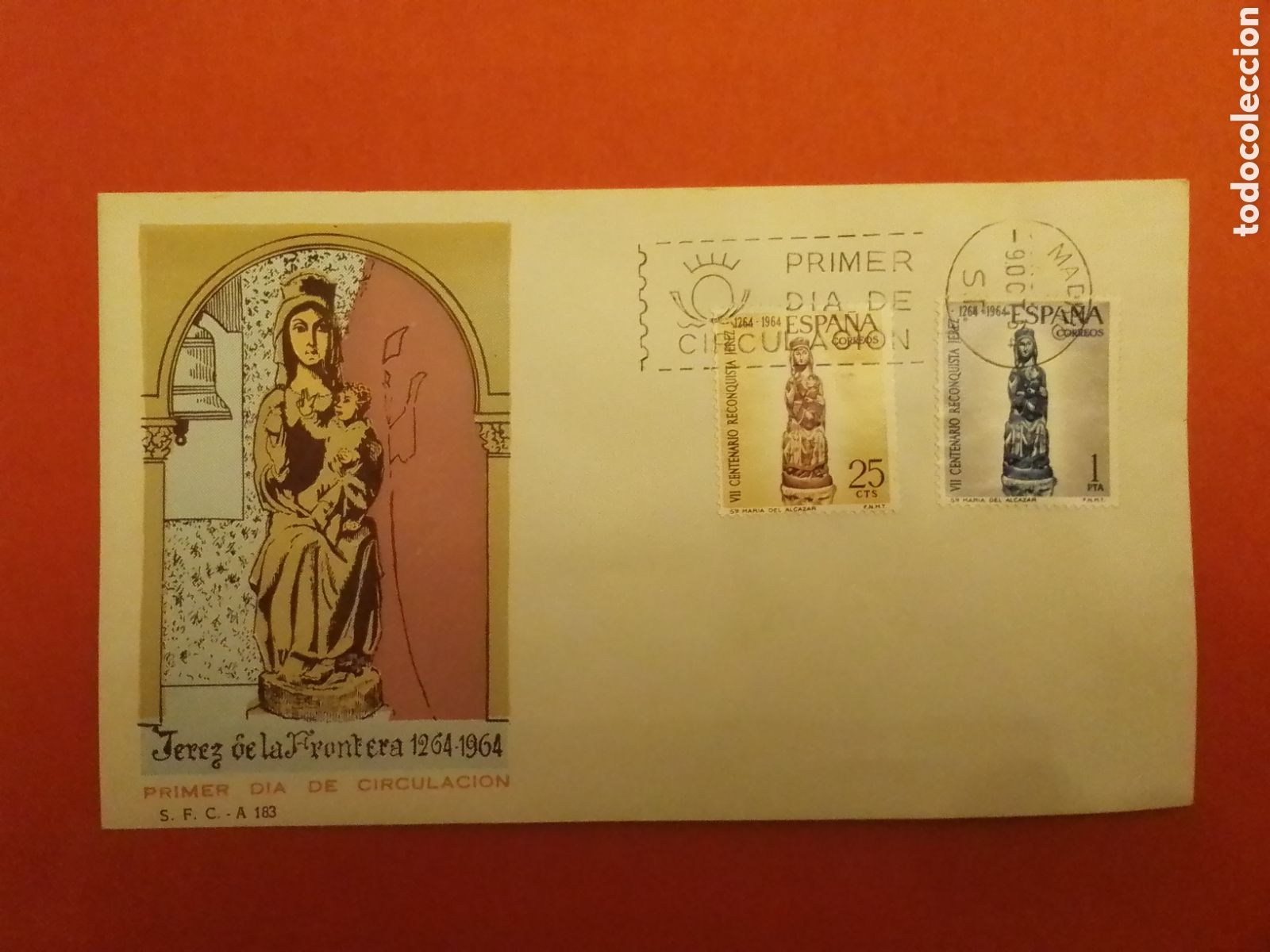 Sellos: Sobre primer d&iacute;a &rdquo;Virgen del Alc&aacute;zar&rdquo; Jerez