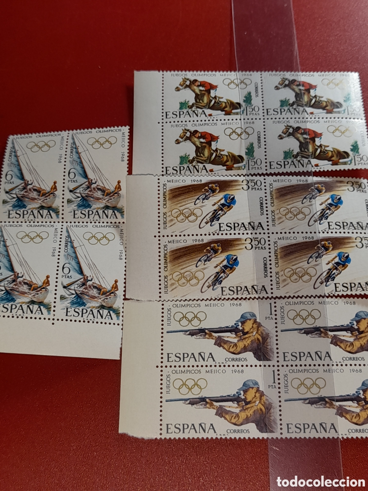 Sellos: Sello Espa&ntilde;a nuevo 1968. Juegos olimpiada. M&eacute;xico. Deporte. Ciclismo. H&iacute;pica. Doma. Caballo. Tiro. V