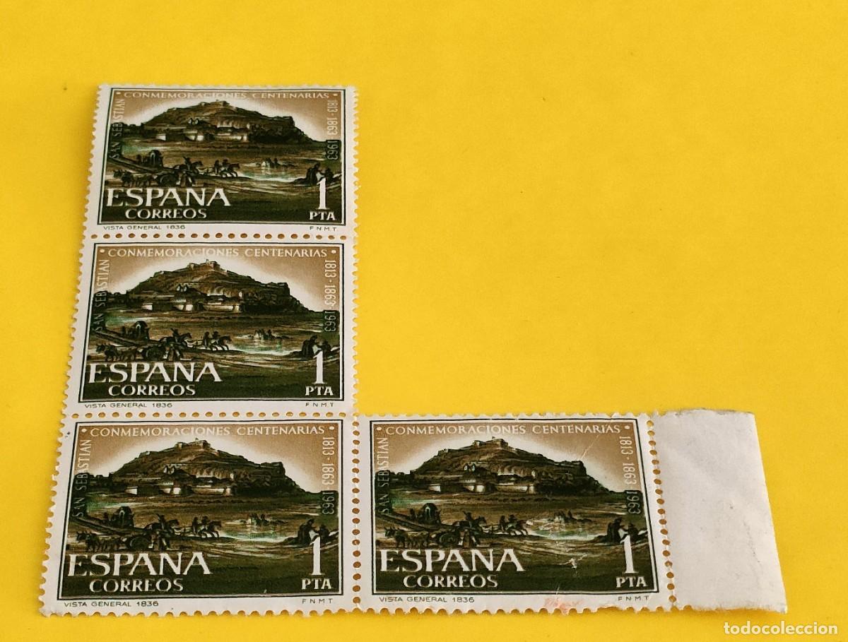 Sellos: Espa&ntilde;a 1963. Edifil 1518. Conmemorac. cent. S. Sebasti&aacute;n. Vista general. Nuevos. Bloque de 4 (1)