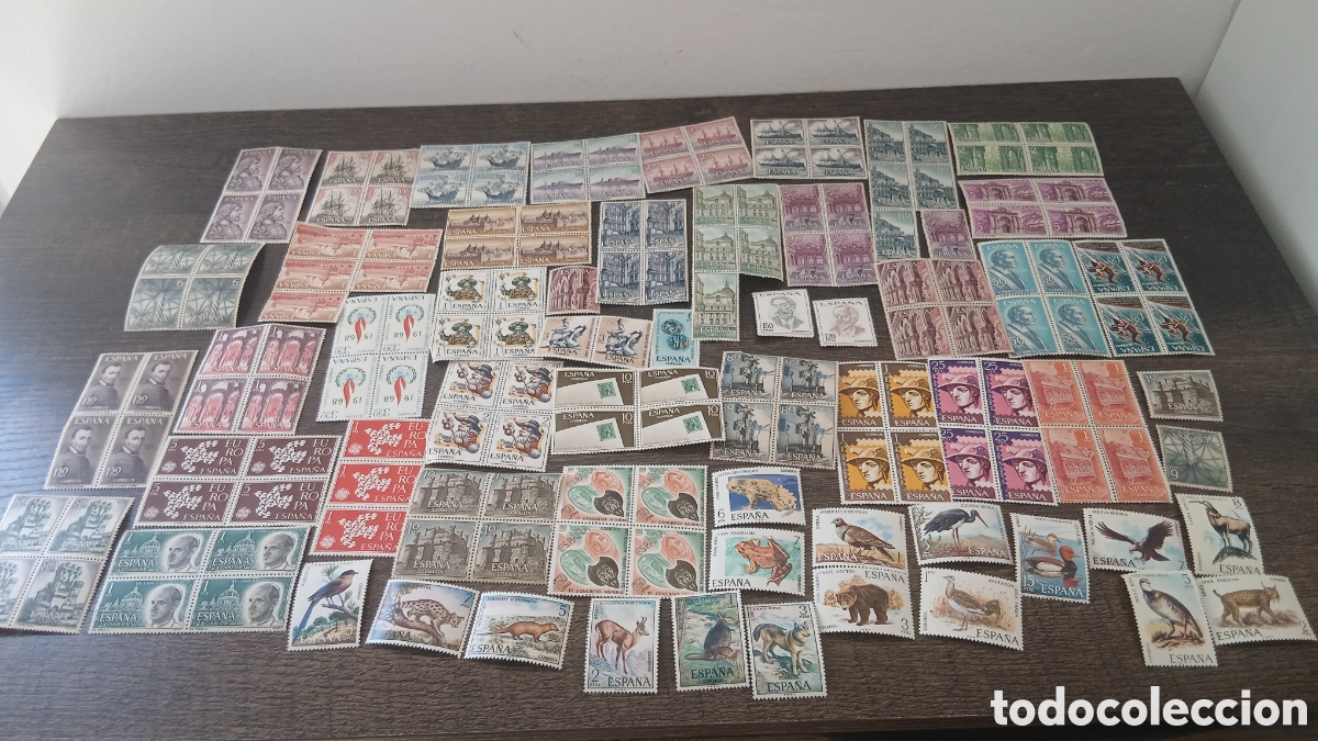 Sellos: Lote de sellos antiguos de Espa&ntilde;a &ndash; A&ntilde;os 60 &ndash; Diferentes series y bloques de 4 Descripci&oacute;n: Lote de