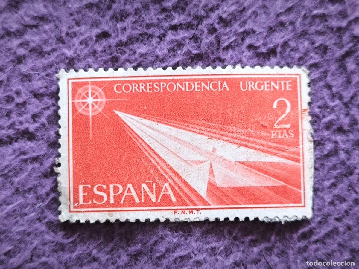 Sellos: Espa&ntilde;a 2 Ptas Sello De Correspondencia Urgente Avi&oacute;n Dise&ntilde;o Postal Vintage