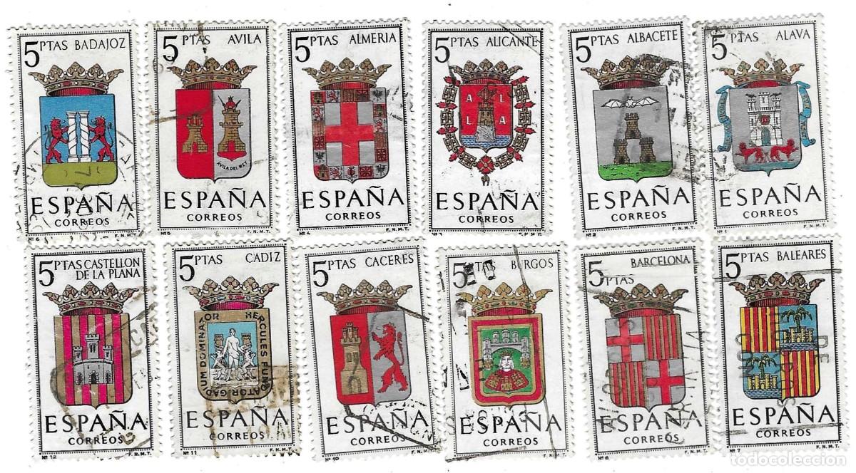 Sellos: Serie usada Espa&ntilde;a. Edifil n&ordm; 1406/17. a&ntilde;o 1962. Escudos. ref. 1u-1406-17